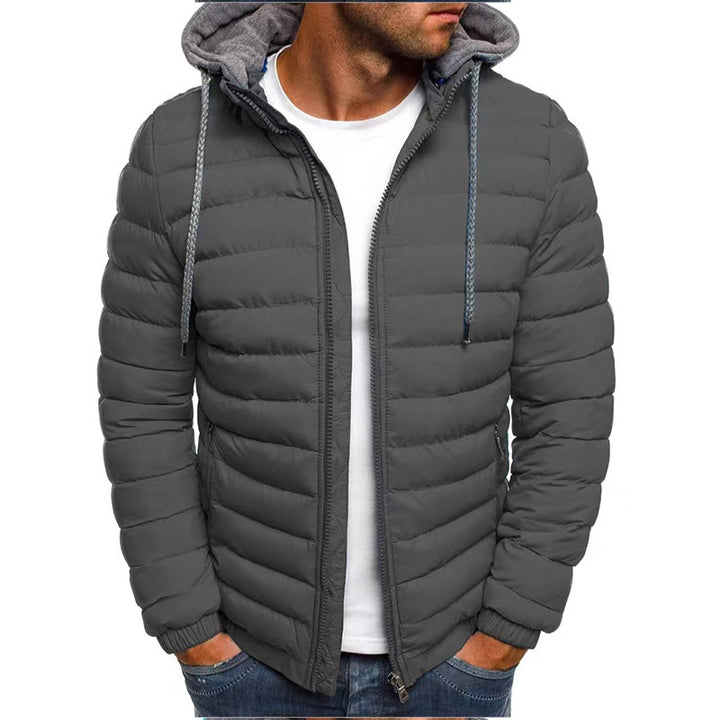 Padded men's winter jacket with hood