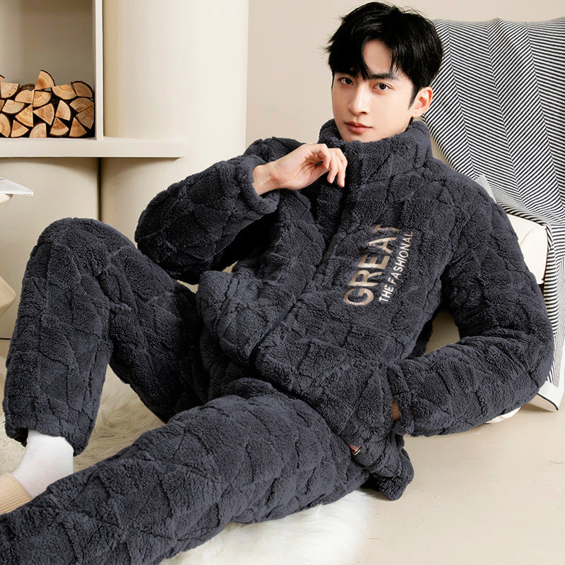 Warmer men's pajamas, padded, for winter