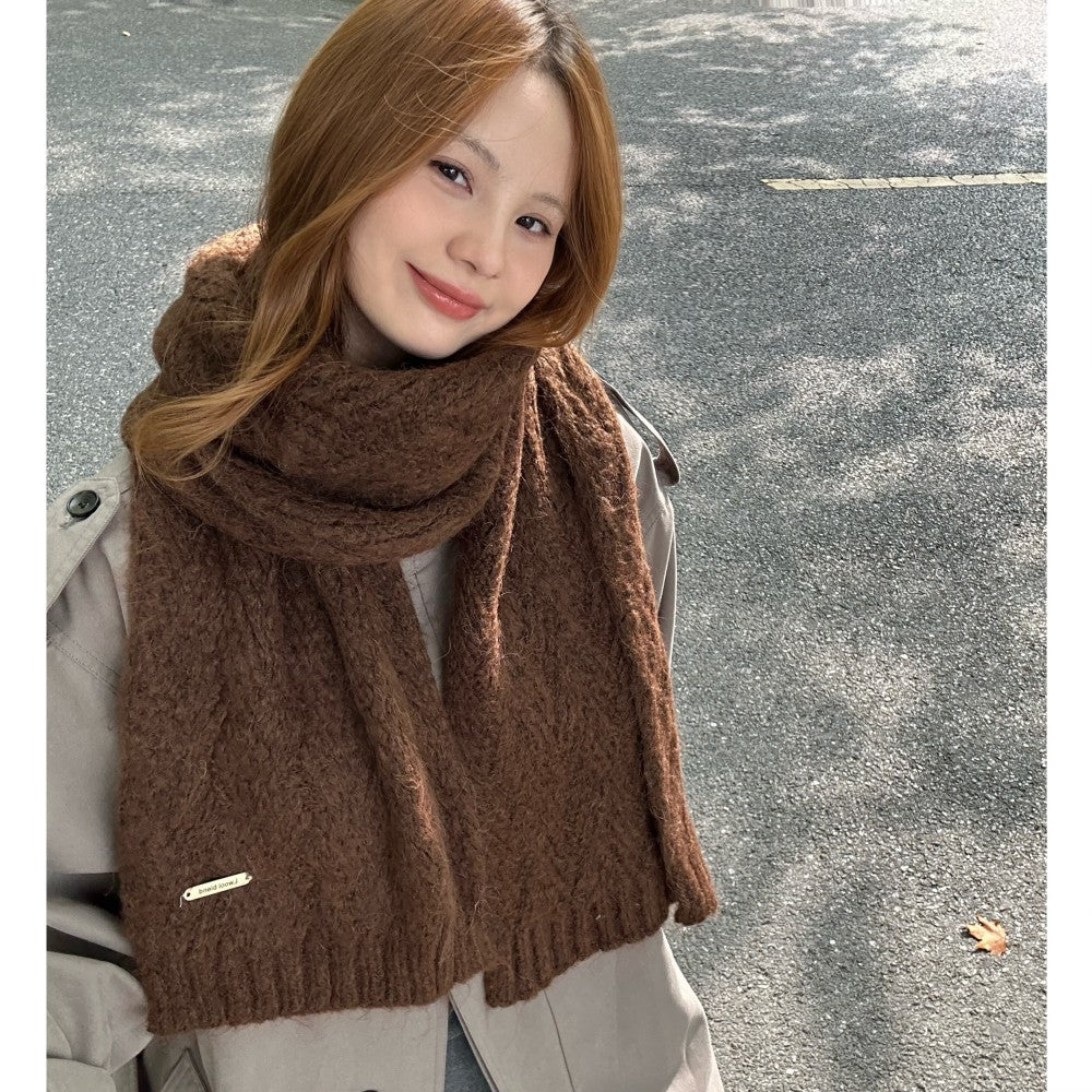 Alpaca wool knitted scarf, 24x165 cm