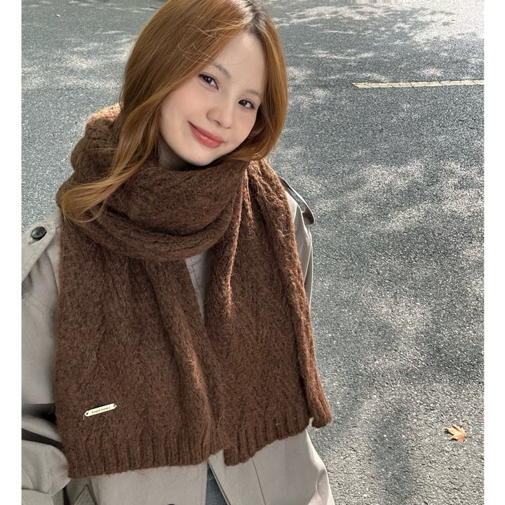 Alpaca wool knitted scarf, 24x165 cm
