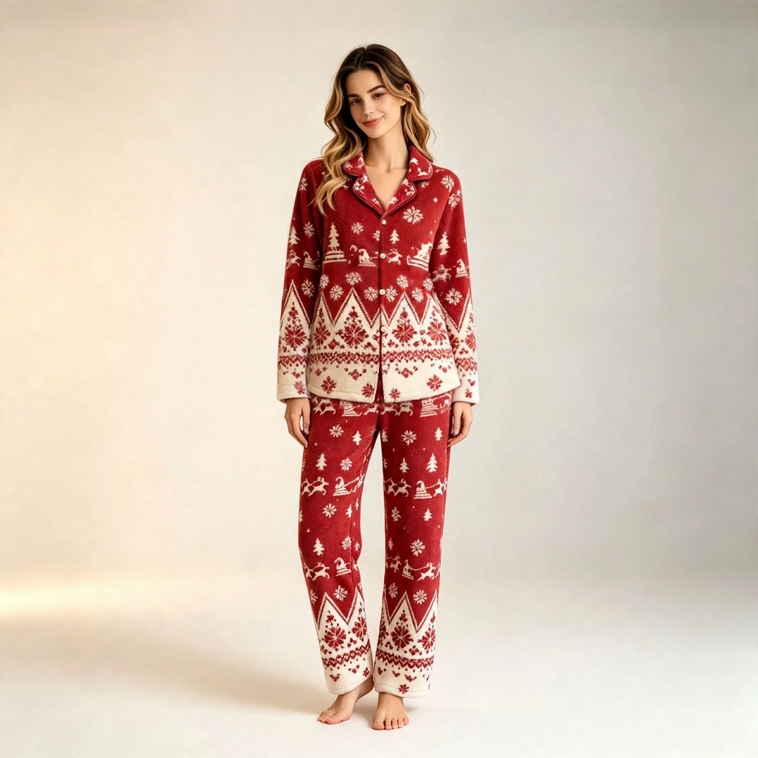 Christmas Pajama Set made of elastic fleece