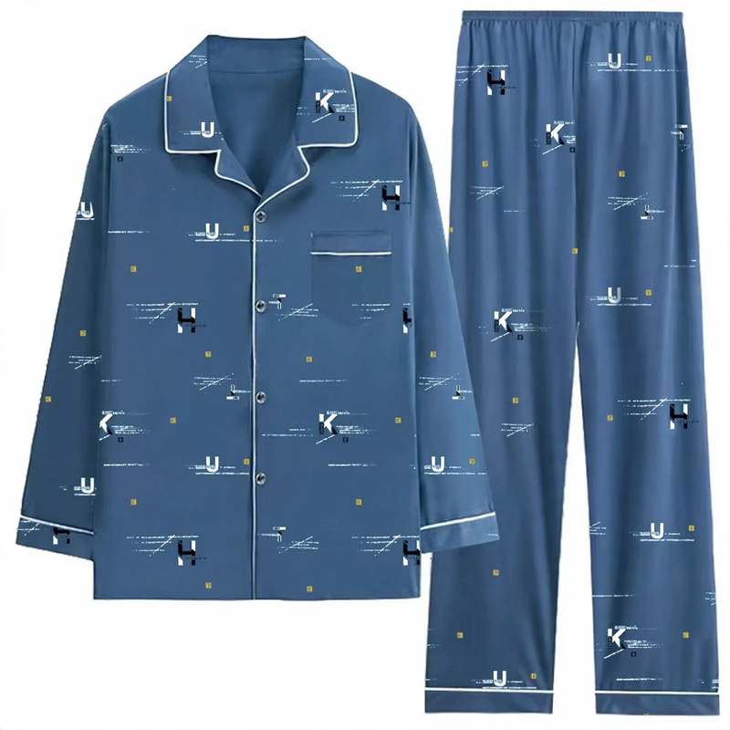 Men's cotton pajama set, long-sleeved, comfortable