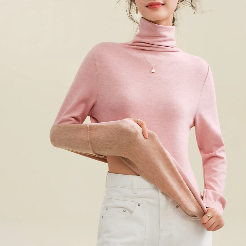 Women's Wool-Silk Sweater, lined, with stand-up collar