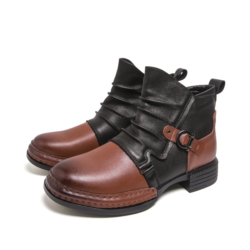 Men's cowboy-style ankle boots, synthetic leather, elegant