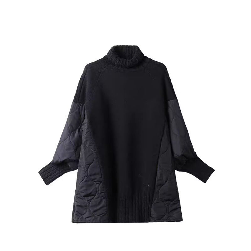 Women’s pullover, stand-up collar, fake two-piece look, winter