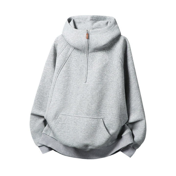 Unisex hoodie with zipper and stand-up collar
