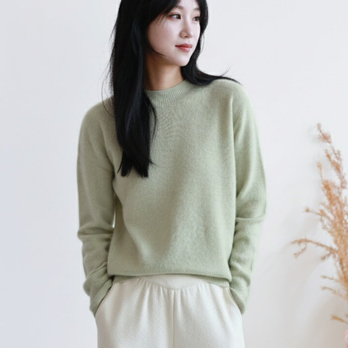Women’s Wool Cashmere Sweater, seamless, various collar forms