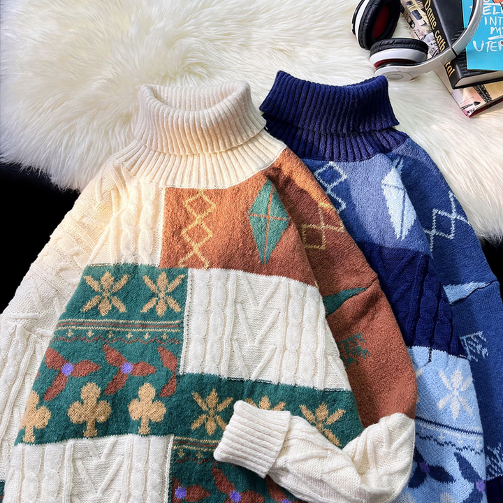 Padded turtleneck sweater in retro style