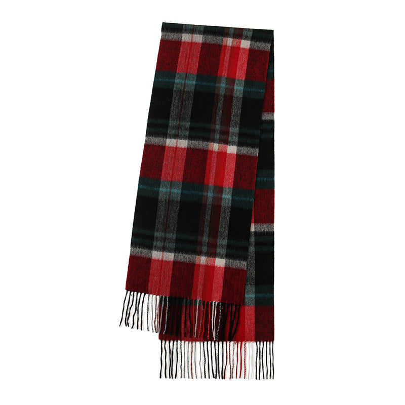 Checked scarf with fringes, 180x30cm