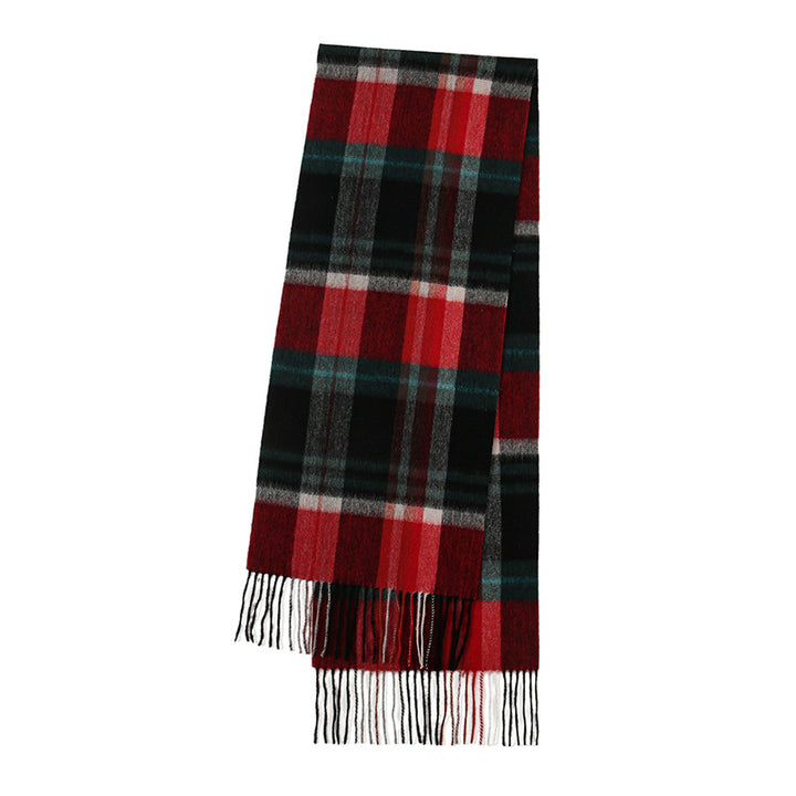 Checked scarf with fringes, 180x30cm