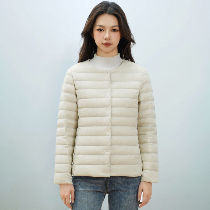 Light women's down jacket, simple design