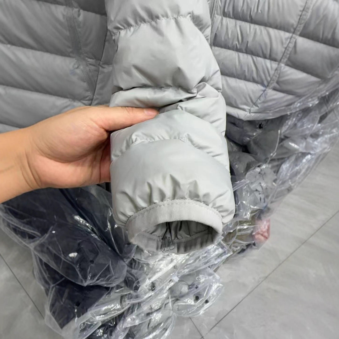 Short women's down jacket with hood