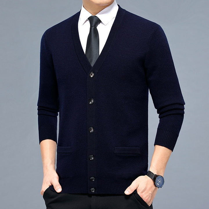 Striped V-Neck Cardigan for Men