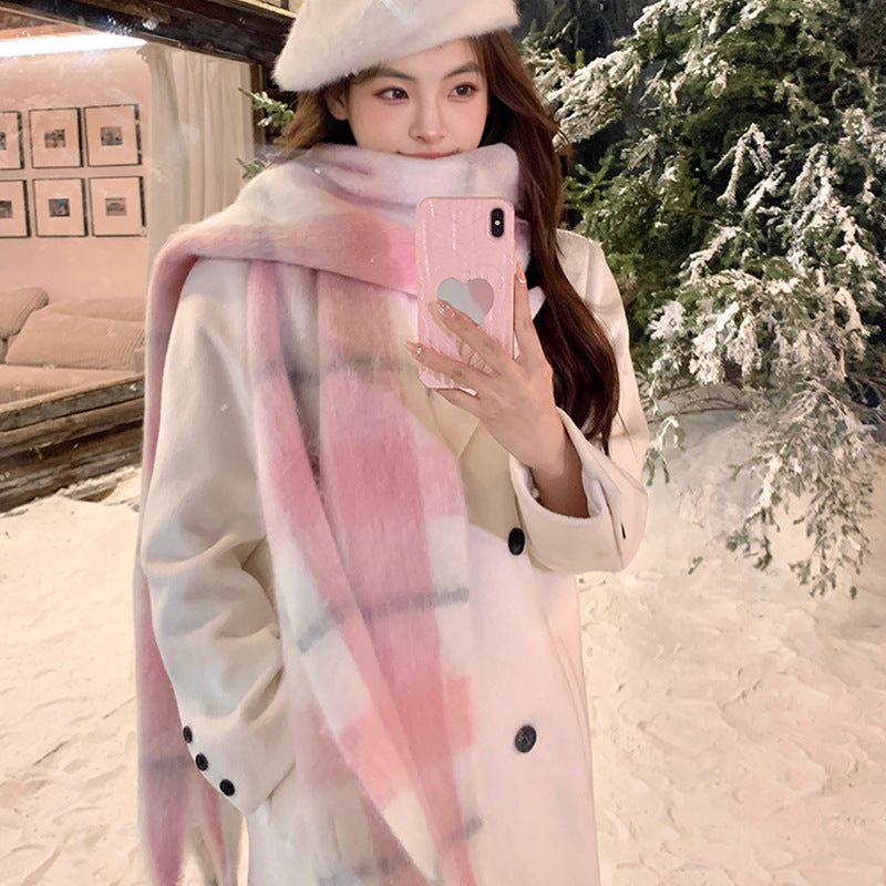 Checked scarf, soft and voluminous, 185 cm