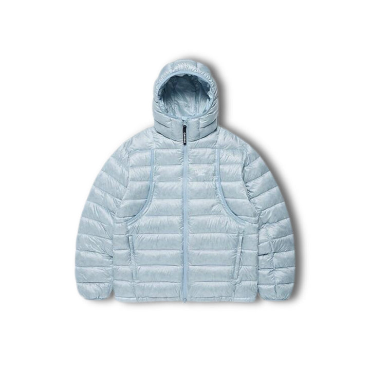 Light down jacket with hood, 90% grey duck down