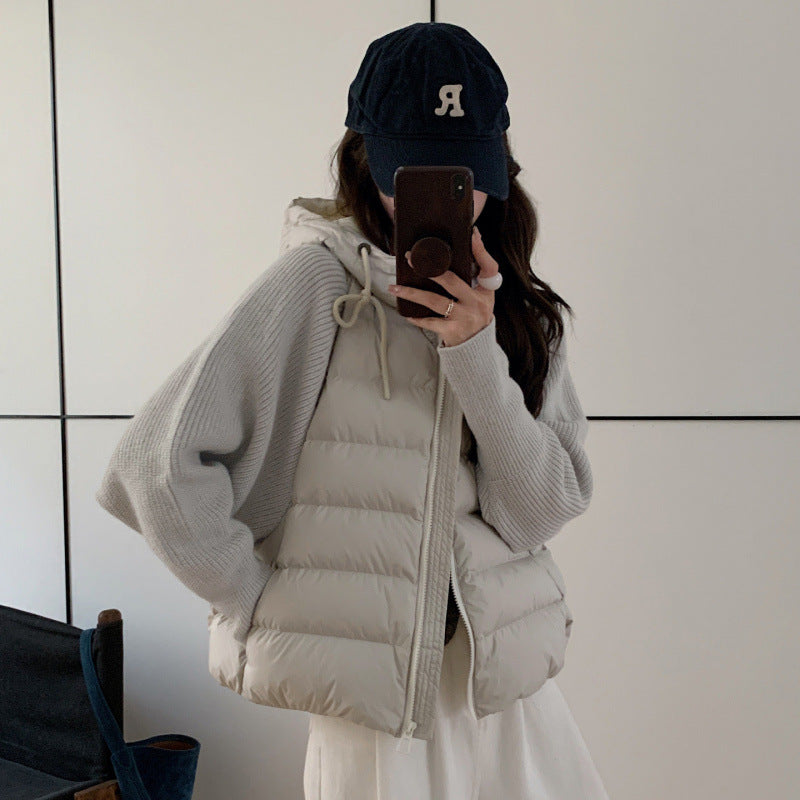 Light women's quilted jacket with hood