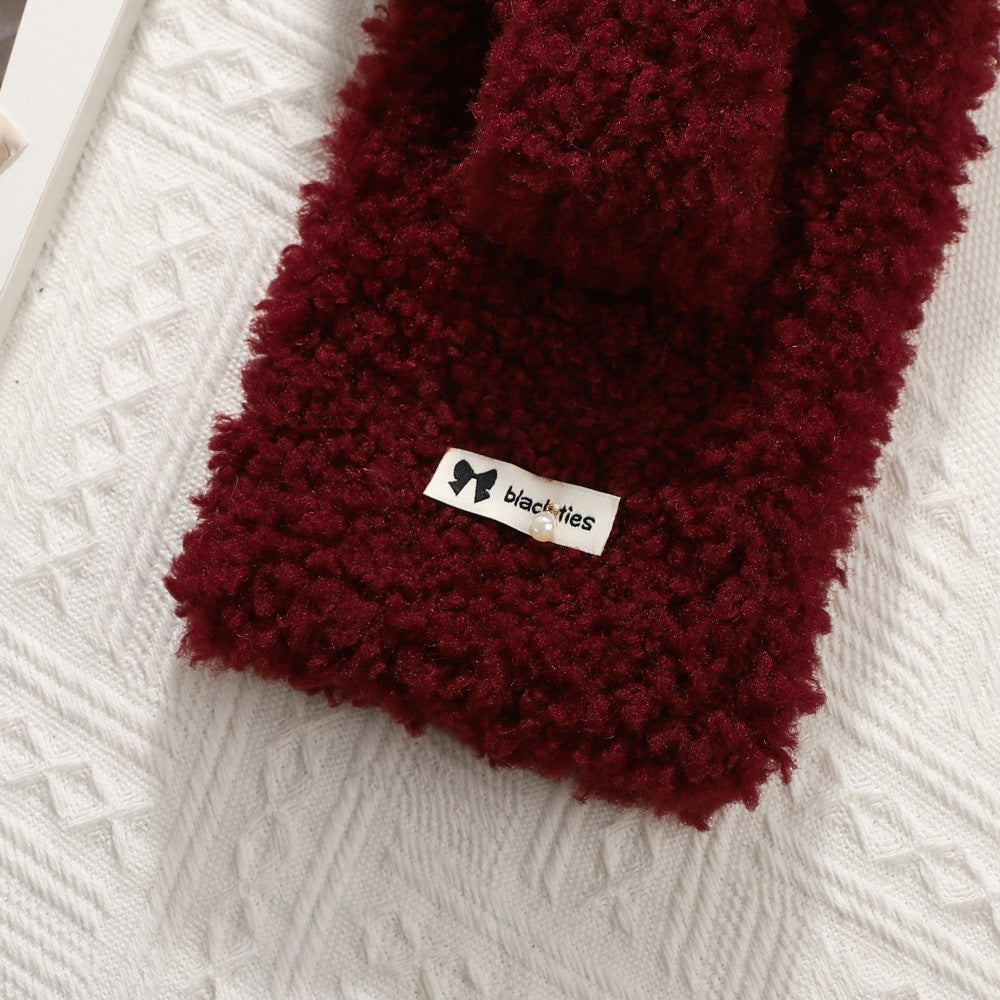 Thick lamb fleece scarf, 85x12 cm