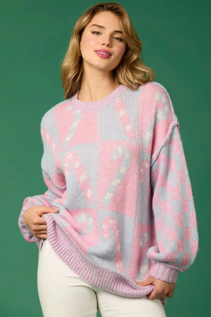 Women's Christmas Sweater, Checked, Loose Fit