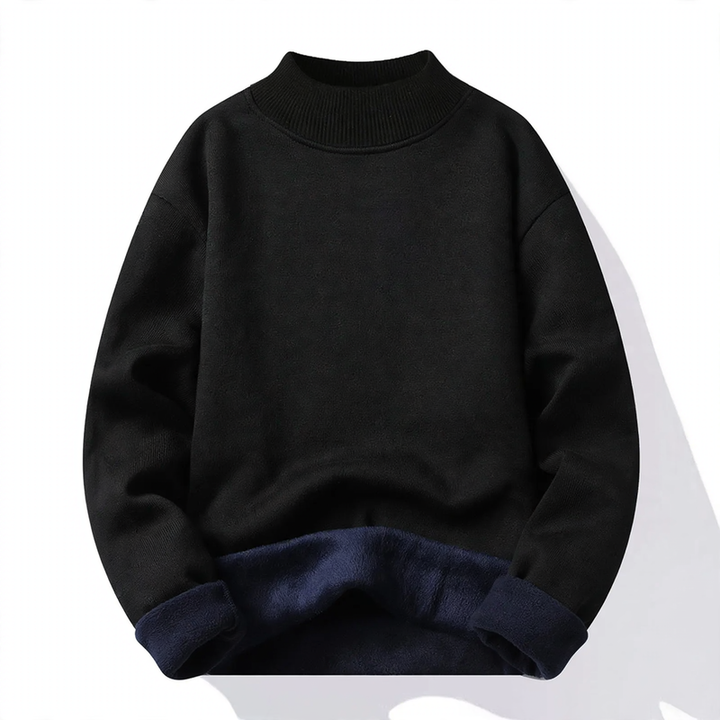 Men's sweater with stand-up collar, padded, loose