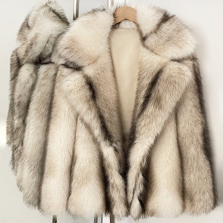 Women’s fur coat, medium length, artificial fur, winter
