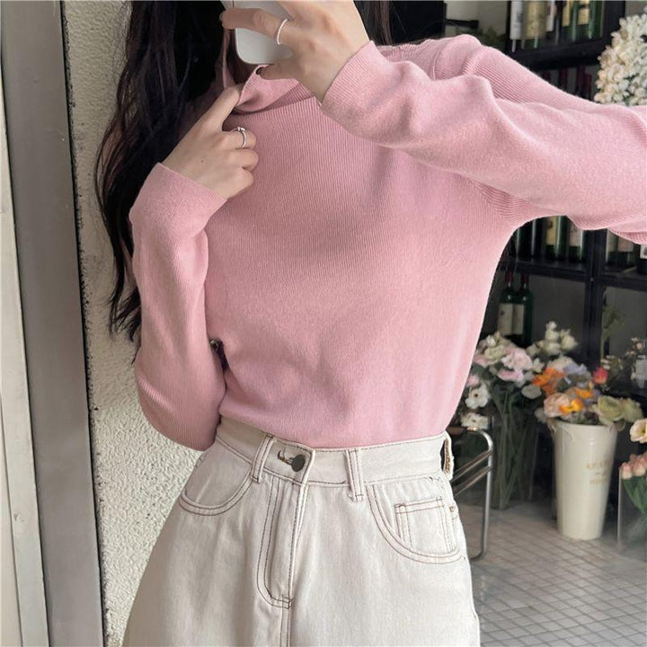 Women's knitted sweater, roll neck, body-hugging