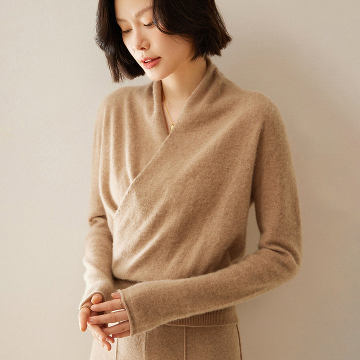 Women's knit sweater with V-neck