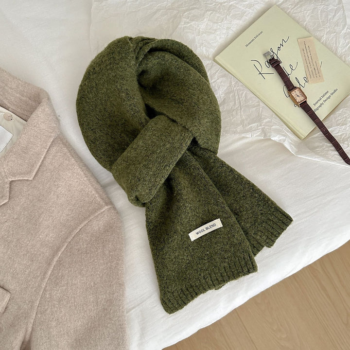 Knitted wool blend scarf, 160x20 cm