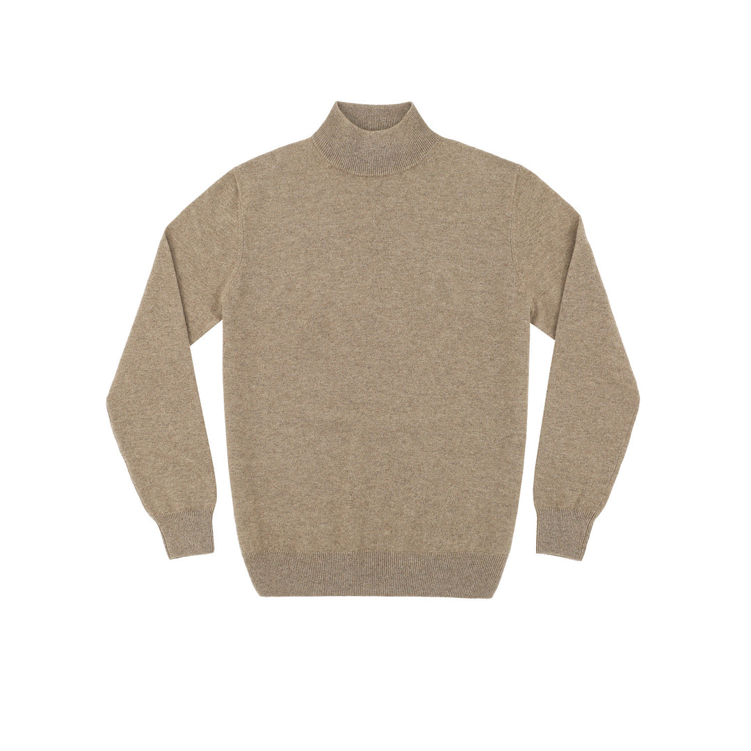 Men's knitted pullover, stand-up collar, form-fitting