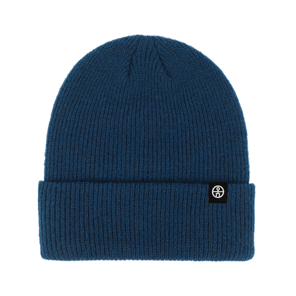 Warm knitted hat for winter, solid color, 22x20 cm