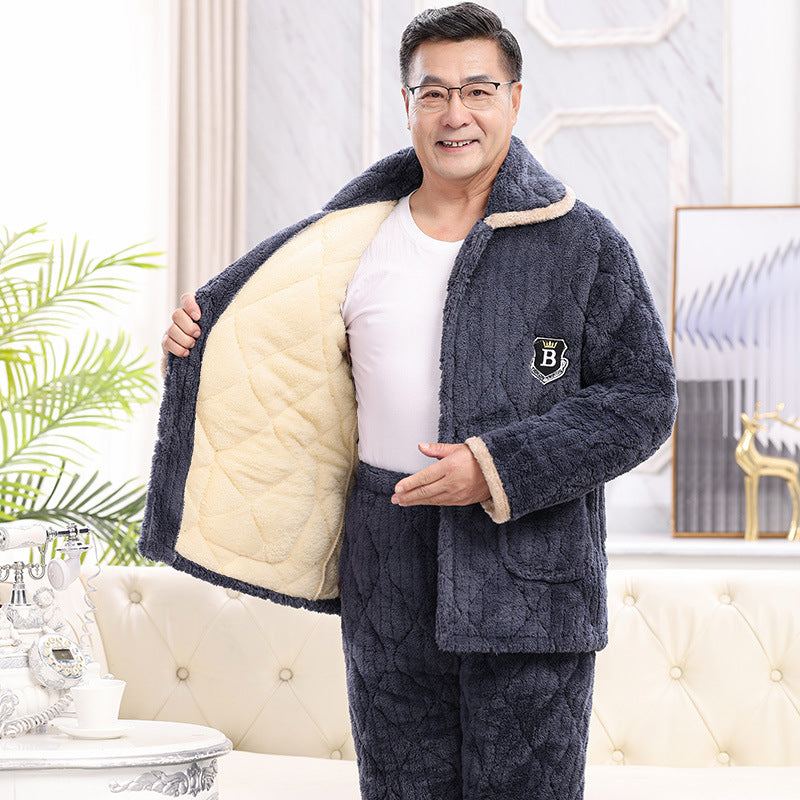 Warmer men's pajamas, padded, for winter