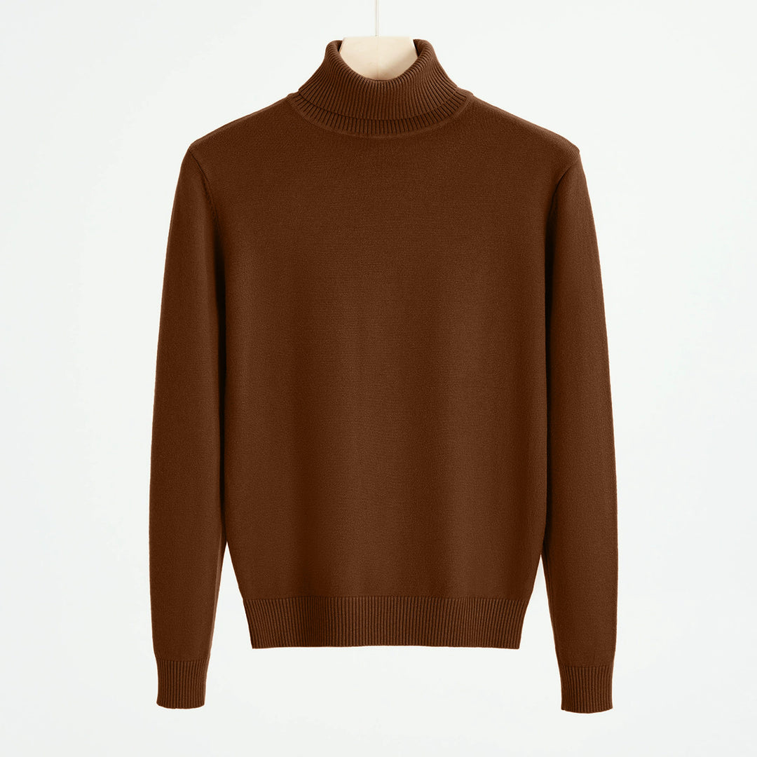 Men's knit sweater with turtleneck, warm