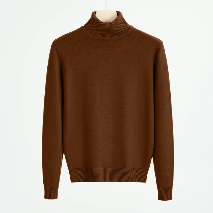 Men's knit sweater with turtleneck, warm