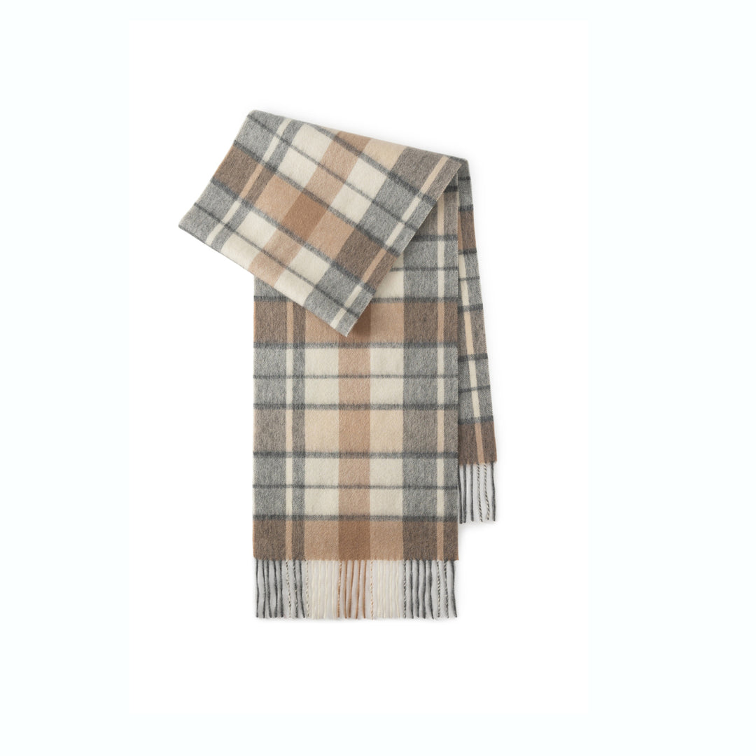 Wool scarf with check pattern, 180x30 cm