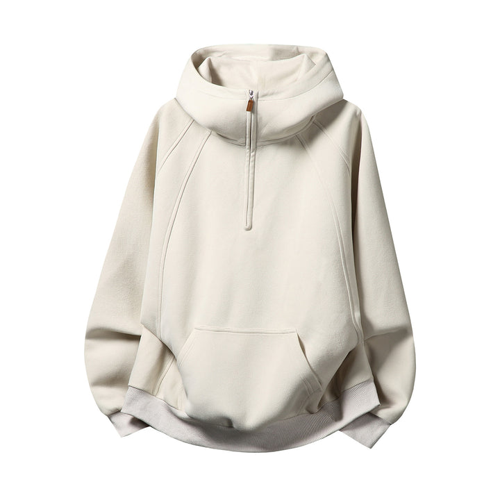 Unisex hoodie with zipper and stand-up collar