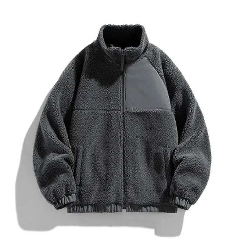 Unisex lambskin jacket with standing collar, insulated