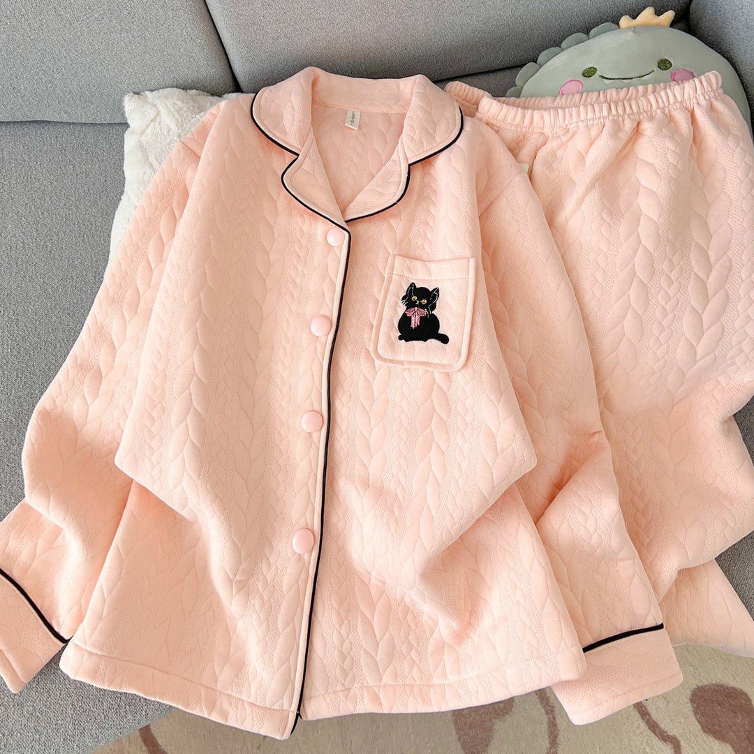 Women’s Pyjama Set with Air Layer Insulation and Cartoon Print