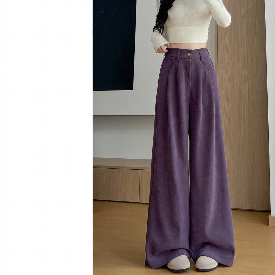 Women's corduroy suit pants with wide leg