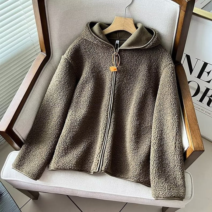 Padded hoodie made of teddy fleece
