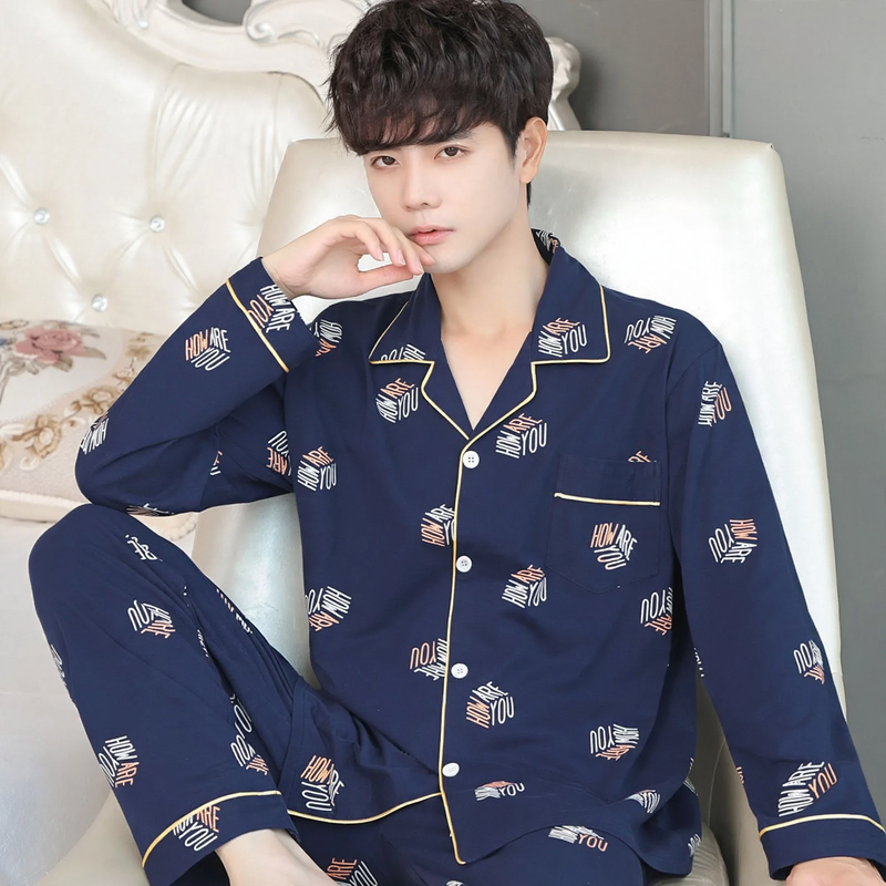 Men's Pajama Set, 100% Cotton, Long Sleeve