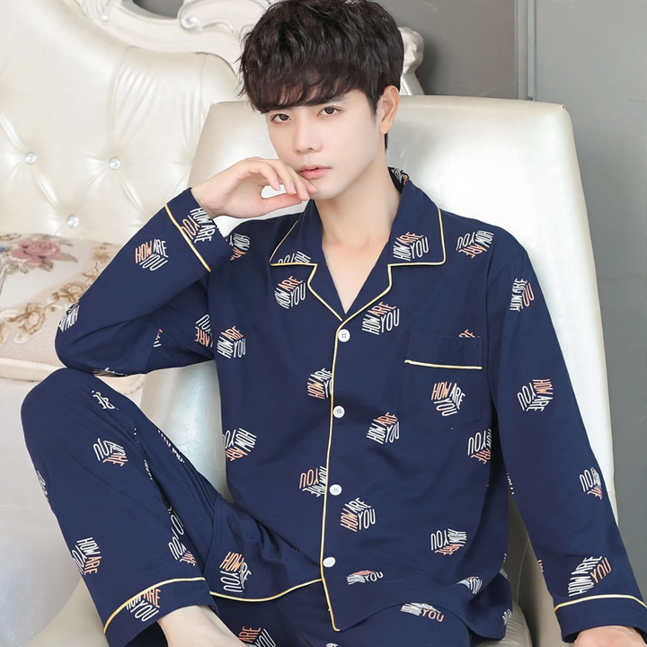 Men's Pajama Set, 100% Cotton, Long Sleeve