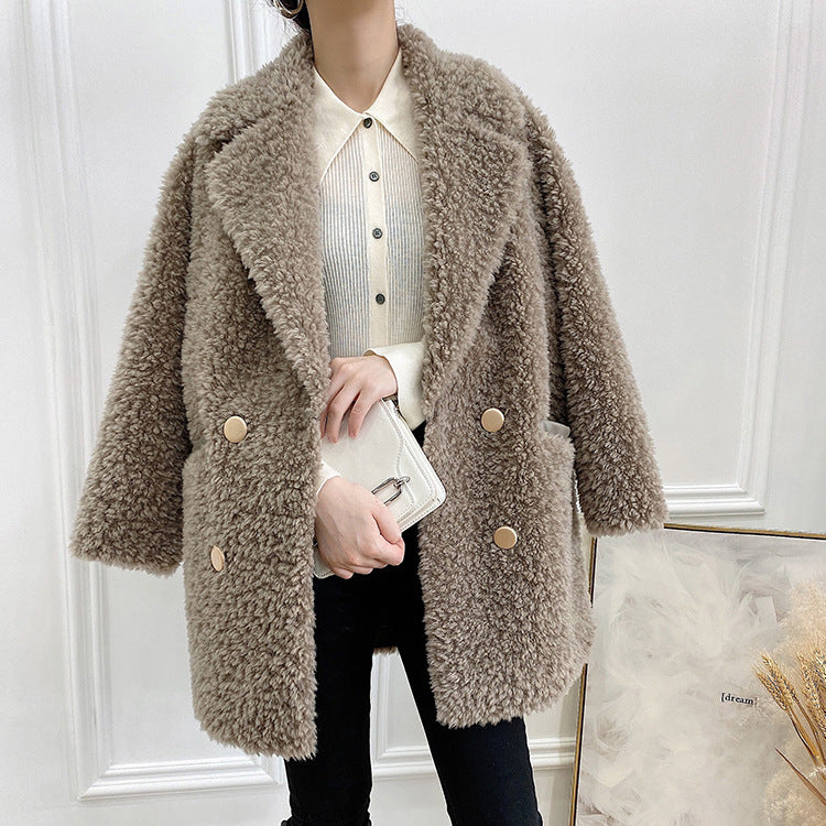 Mid-length sheepskin coat, various colors