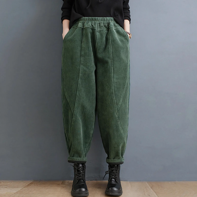 Padded corduroy harem pants, loose fit, women