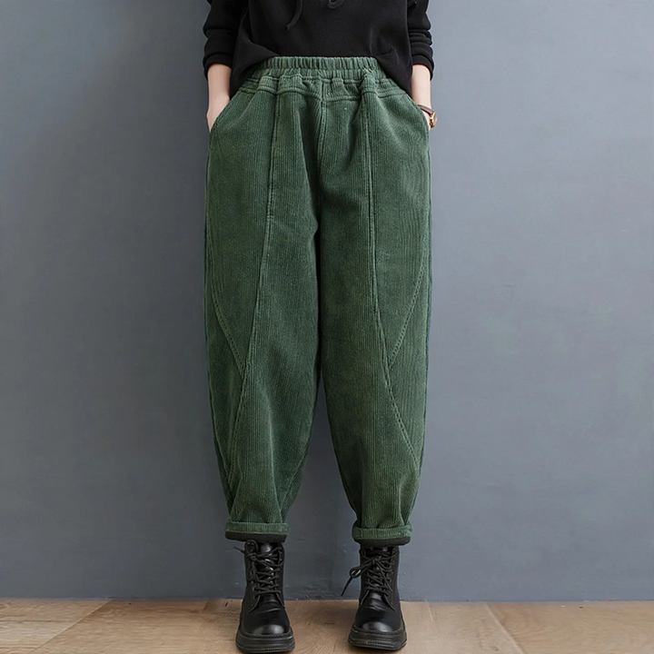 Padded corduroy harem pants, loose fit, women