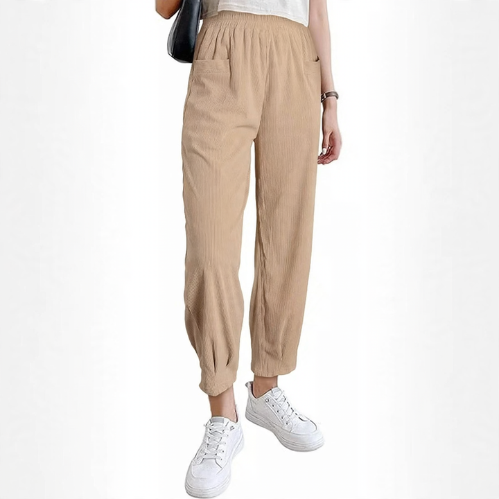 Women's corduroy pants, high cut, tapered