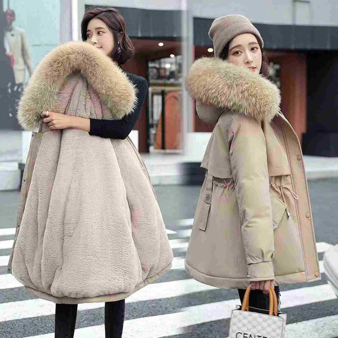 Women's winter jacket, padded, with faux fur collar