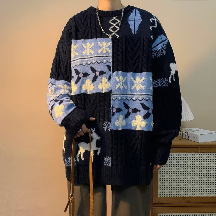 Thick knit sweater in retro style