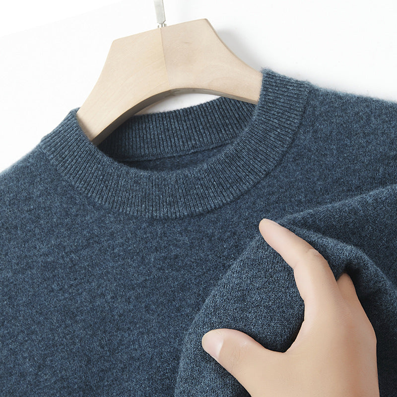 Men's cashmere sweater, solid color, warming