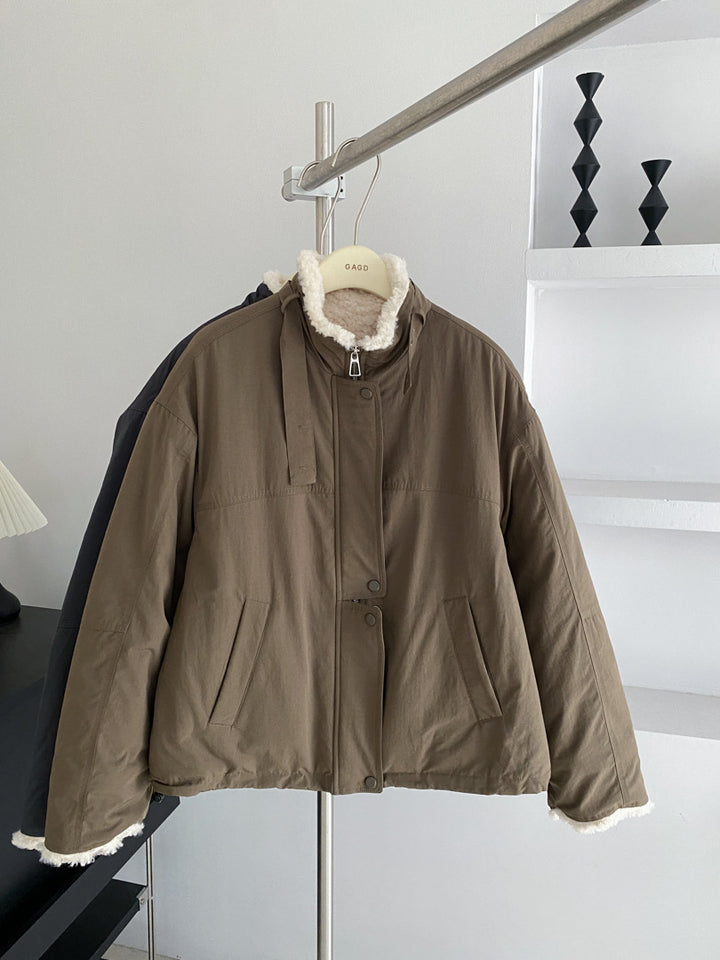 Women's parka with lamb fleece lining