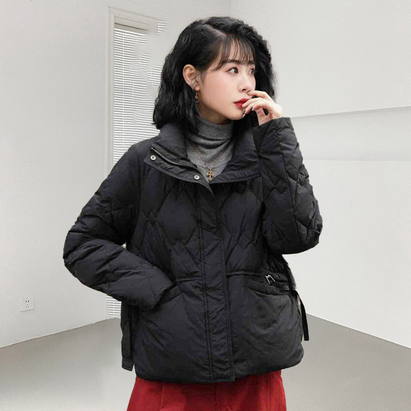 Short, padded women's down jacket