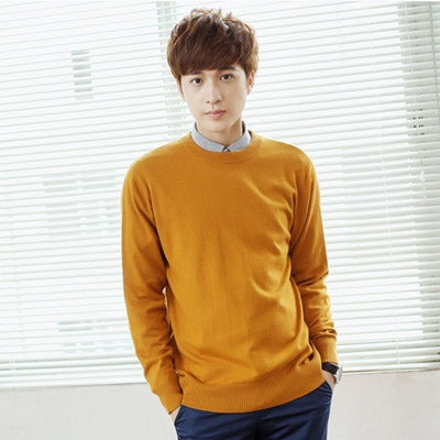 Men's knitted sweater with V-neck